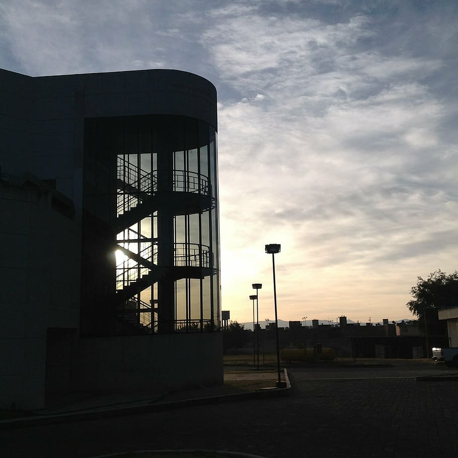 dawn, stairs, building, sky, architecture, built structure