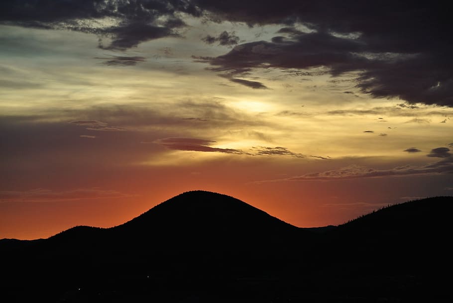 sunset, mountains, sky, abendstimmung, mood, twilight, dusk HD wallpaper