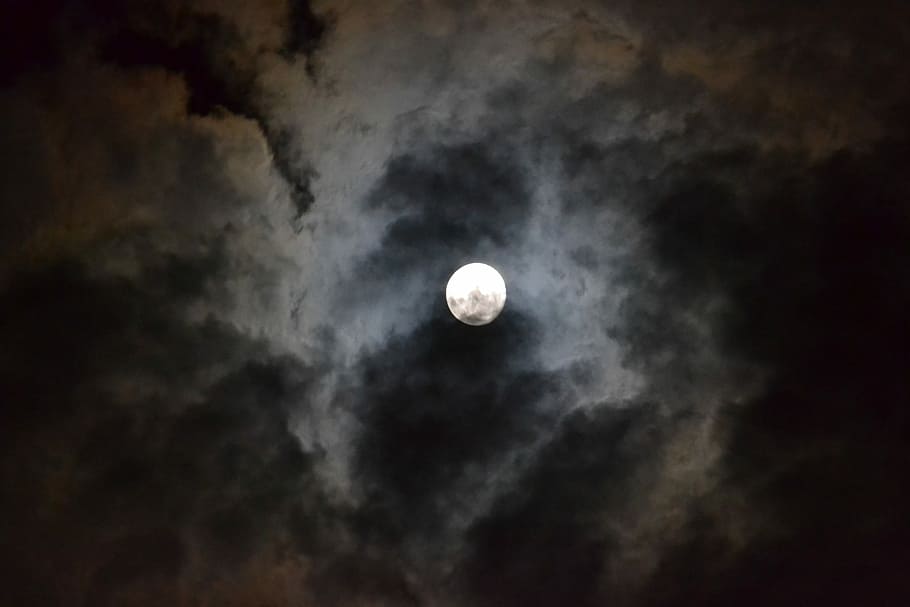 Moon, Night, Darkness, no people, astronomy, outdoors, sky HD wallpaper