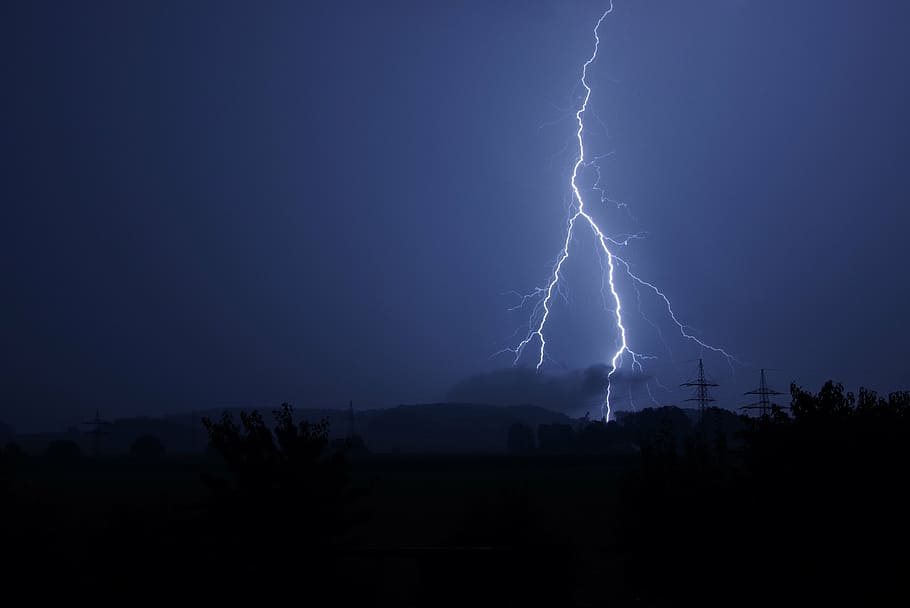 bolt of lightning, flash, thunderstorm, flash of lightning, black, HD wallpaper