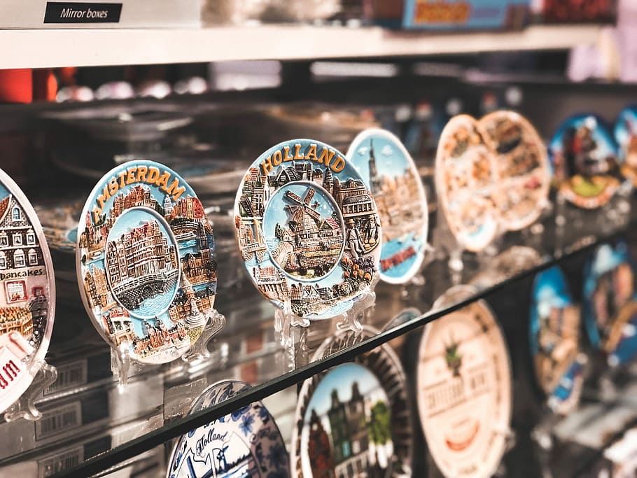 AMSTERDAM, HOLLAND, country collectible plate collection, shop HD wallpaper