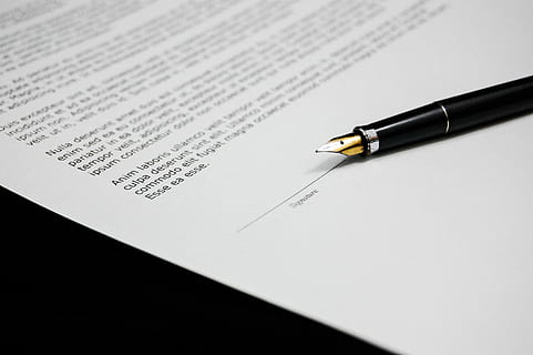 black fountain pen on white printer paper, document, agreement HD wallpaper