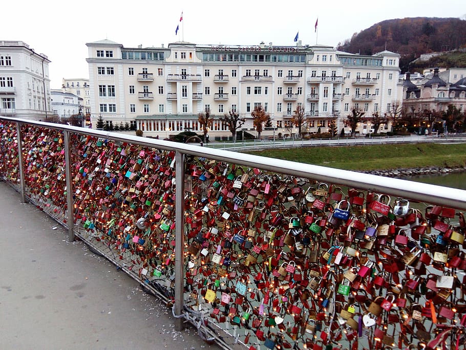 locks, castle, bridge, austria, salzburg, built structure, architecture HD wallpaper