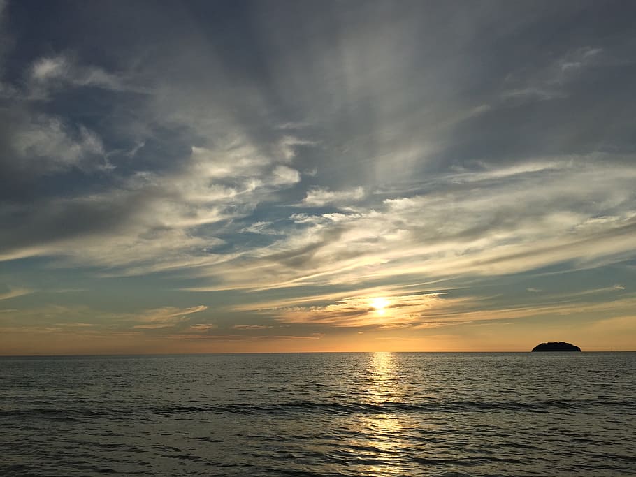 sunset, beach, the scenery, sky, sea, water, horizon, scenics - nature HD wallpaper