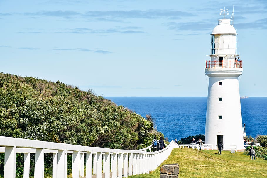 white lighthouse under blue sk, australia, architecture, landmark HD wallpaper