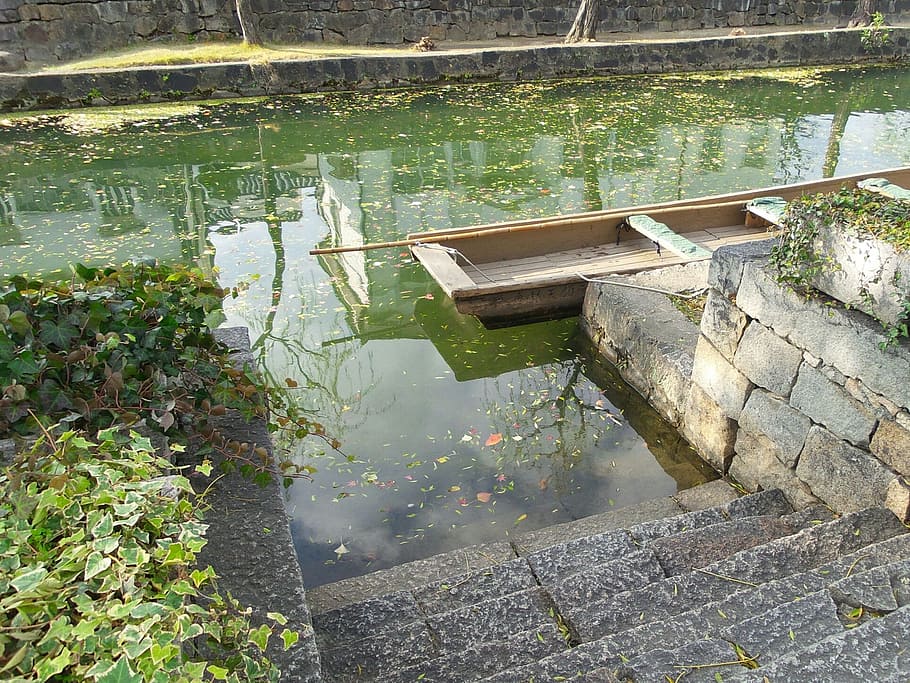 Japan, River, Small, Boat, Green, Water, stairs, nature, outdoors HD wallpaper