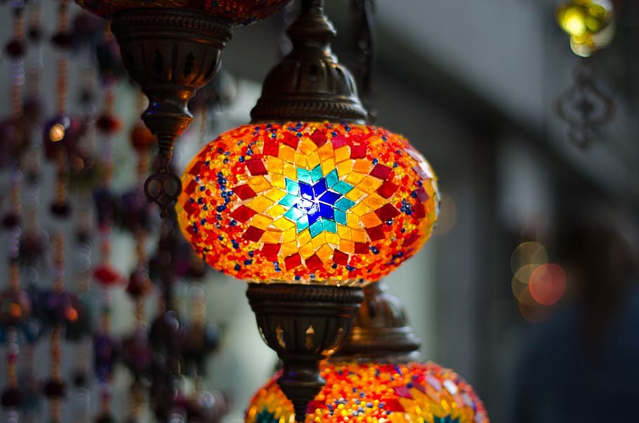 lamp, light, glass, illumination, mosaic, turkish, cultures, HD wallpaper