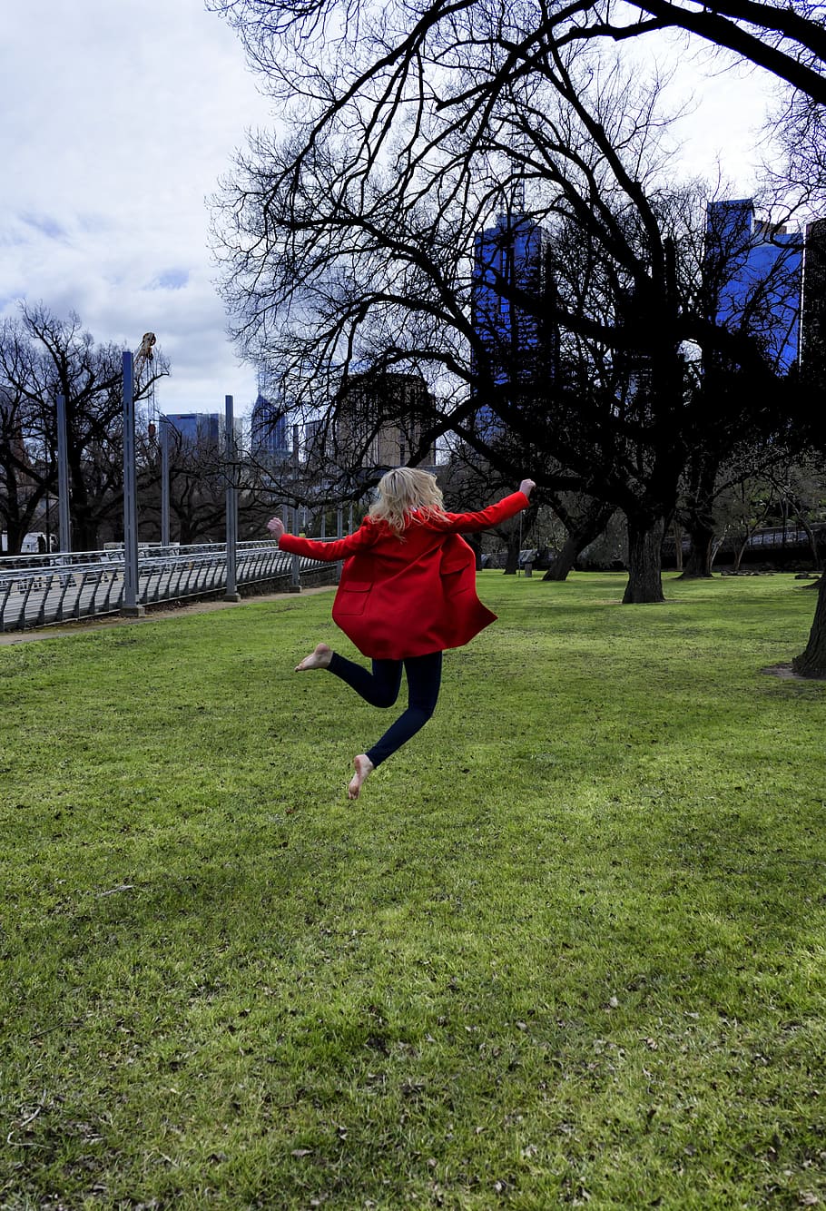 happy, jump, joy, young, fun, girl, people, person, active HD wallpaper