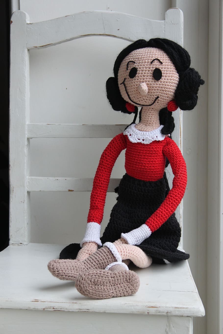 cone, popeye, crochet pattern, crochet doll, long doll, spinach