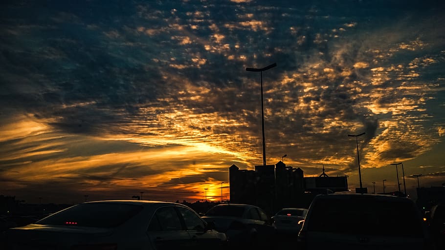 sunset, clouds, sky, nature, blue, landscape, summer, light HD wallpaper