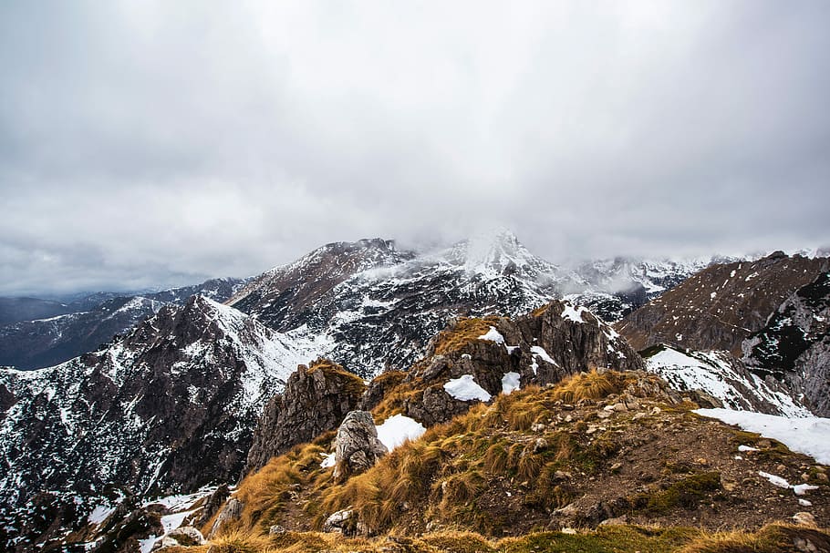 white, black and yellow mountain photo during daytime, nature HD wallpaper