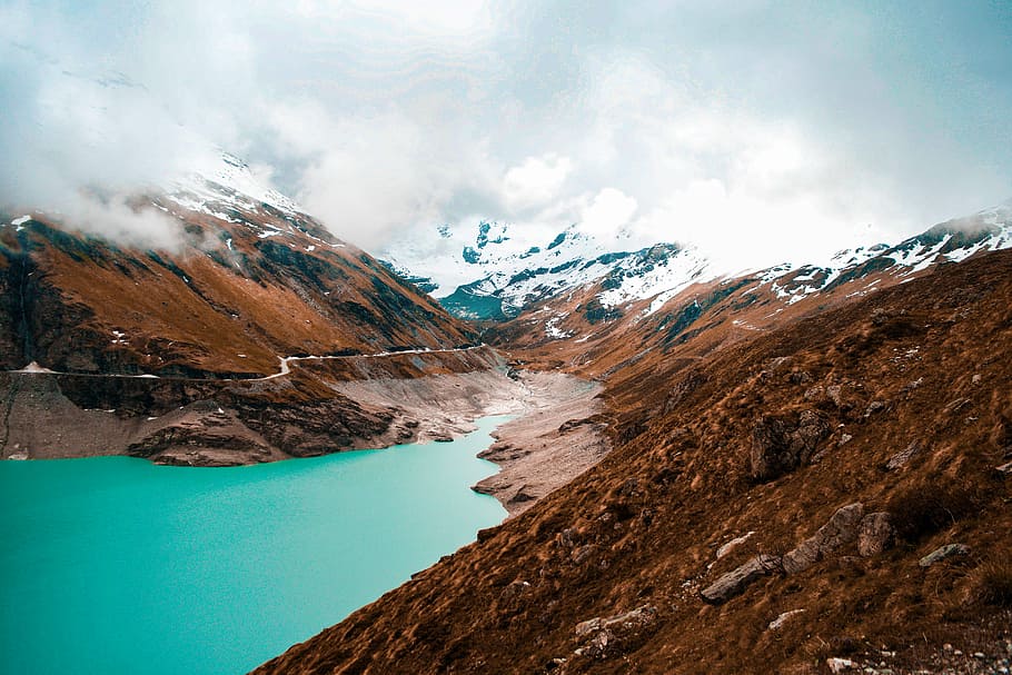 Lost in awe, photo of valley and river, mountain, landscape, rock HD wallpaper