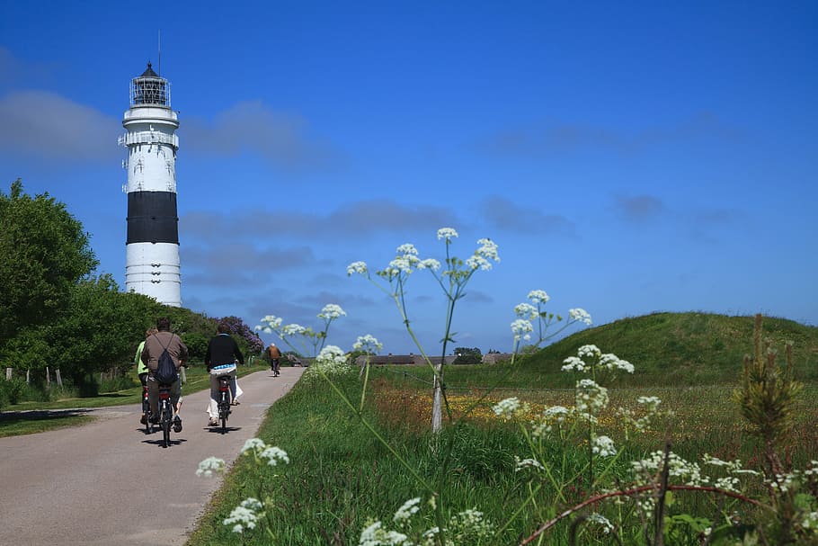 Lighthouse, Sylt, Cyclists, Holiday, leisure, wenningstedt HD wallpaper