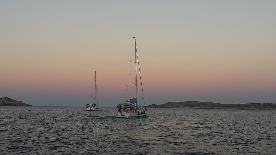 sunset, sea, boats, nautical Vessel, nature, sailing, summer HD wallpaper