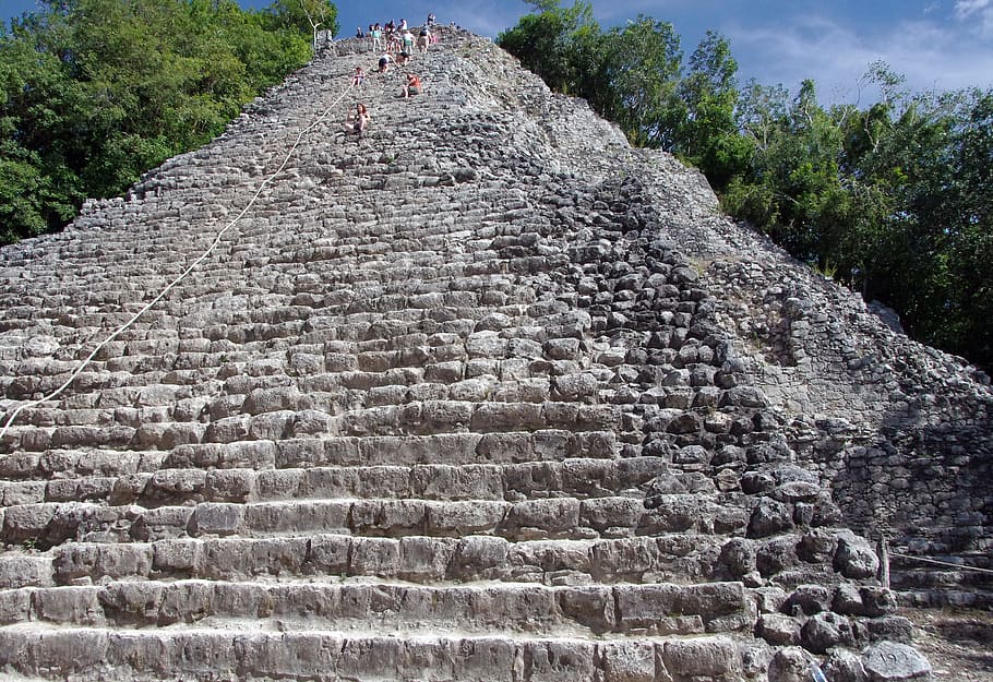 mexico, coba, pyramid, maya, antique, archaeological site, ruins HD wallpaper