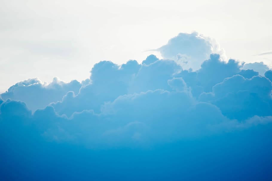 photo of white clouds, white clouds, blue, fluffy, sky, dark HD wallpaper