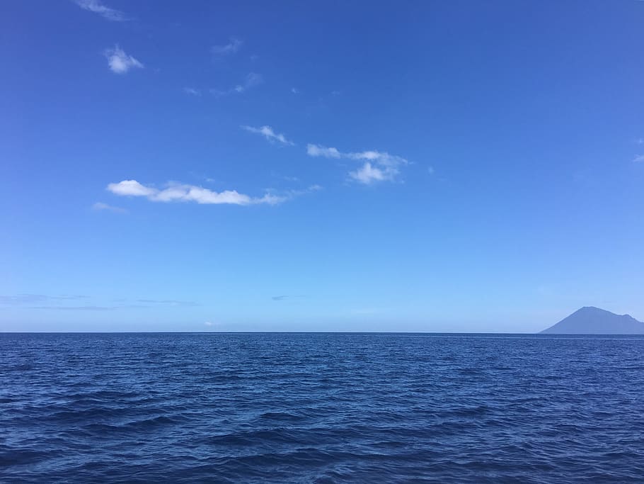 blue ocean, manado, water, sea, scenics - nature, sky, horizon over water HD wallpaper