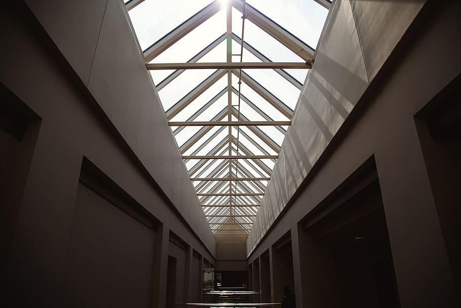 building, hallway, skylight, ceiling, architecture, built structure HD wallpaper