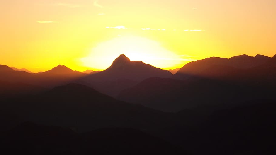 sunrise, mountains, morning, environment, sky, mountain range HD wallpaper