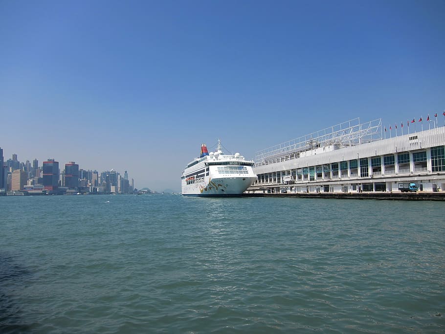 hong kong, riverview, ship, water, architecture, nautical vessel, HD wallpaper
