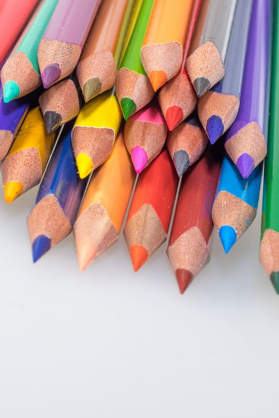 pile of assorted-color pencils, colored pencils, wooden pegs, HD wallpaper