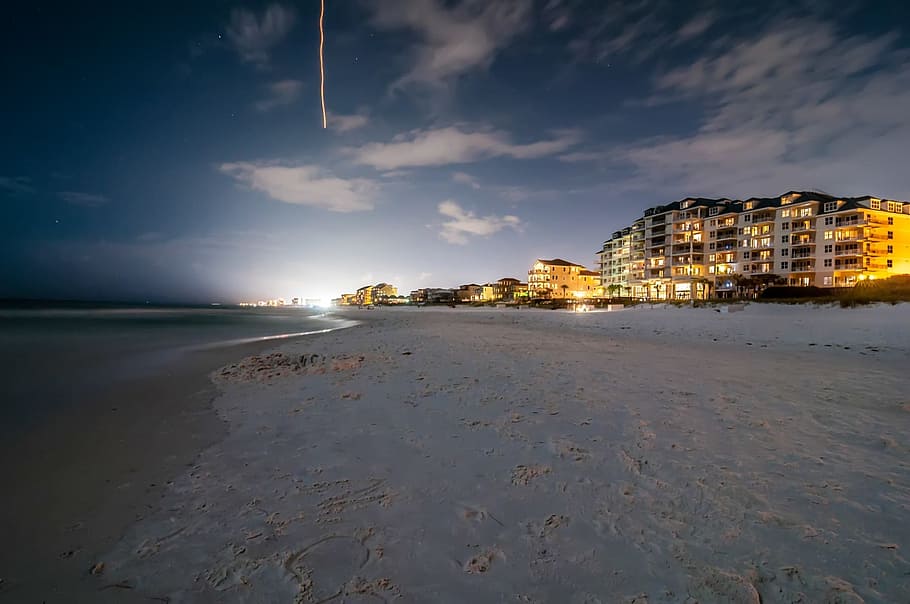 Evening, Walk, Beach, Ocean, Sea, Sand, coast, architecture HD wallpaper