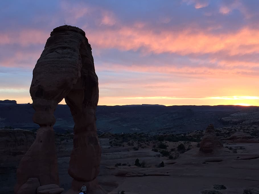 sunset, moab, desert, rock - Object, famous Place, landscape HD wallpaper