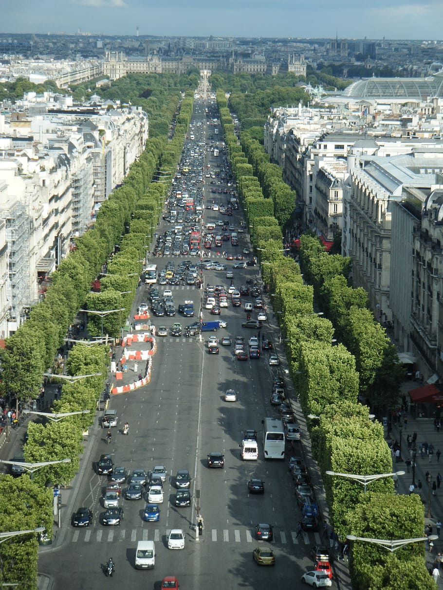 elysian fields, city, panorama, paris, france, buildings, view HD wallpaper
