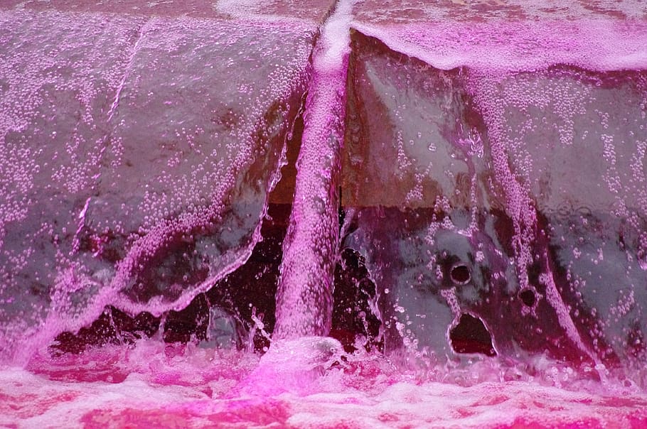 water, flow, pink, fountain, drip, flowing, liquid, fluid, water drop, HD wallpaper