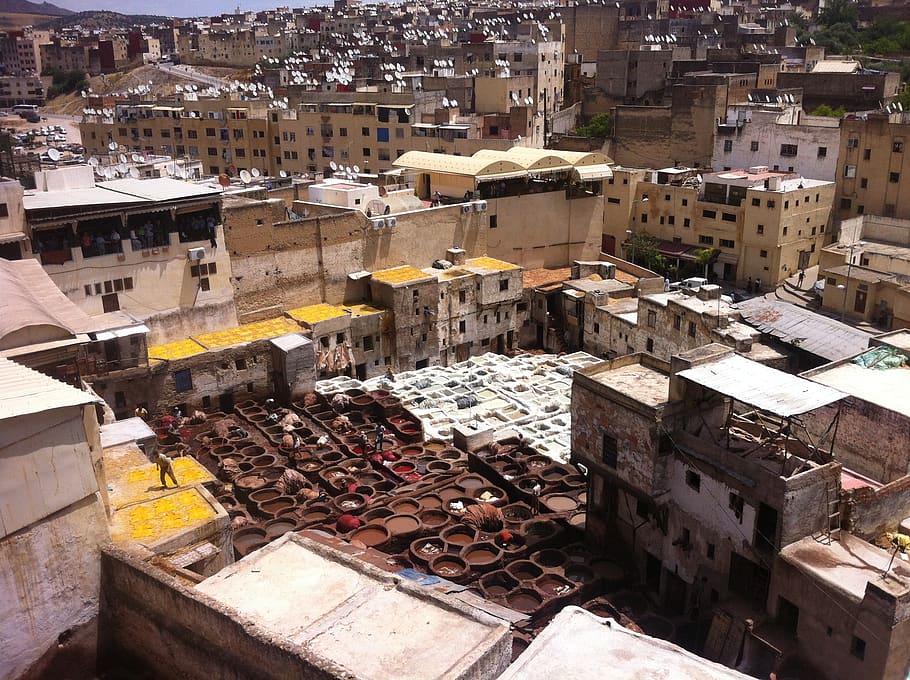 morocco, fez, town, old, city, roof tops, buildings, arabia, HD wallpaper