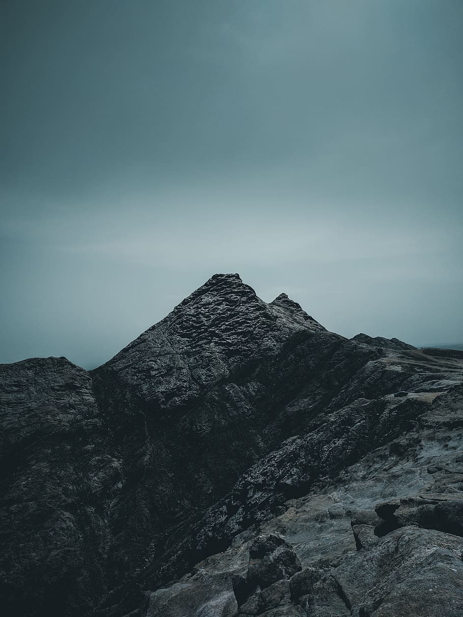 rock mountain under cloudy sky, khalaj, peak, nature, landscape HD wallpaper