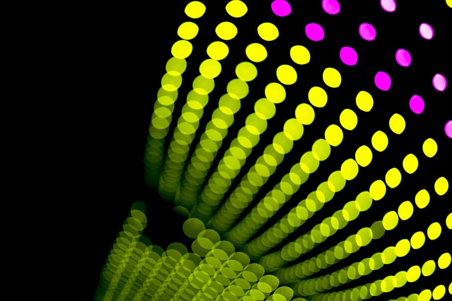 yellow and purple lights at night time, green and pink lights HD wallpaper