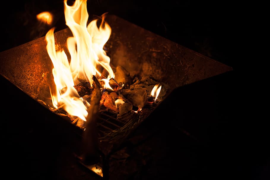 bonfire during nighttime, Camping, Fire Play, Brazier, Fire Place HD wallpaper