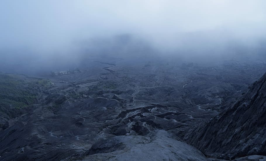 mist, nature, volcano, beauty in nature, fog, mountain, scenics - nature HD wallpaper