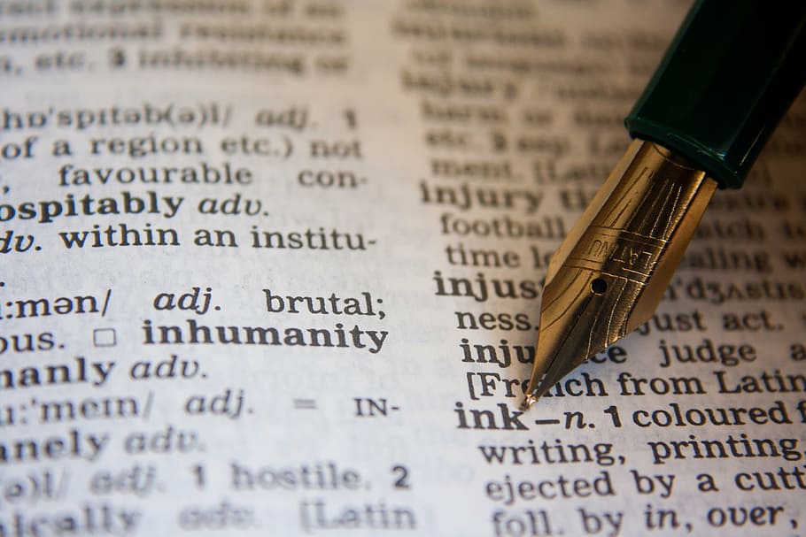 fountain pen on paper, writing, dictionary, words, letters HD wallpaper