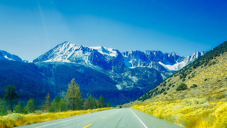 way, mountains, landscape, tree, nature, view, top view, tourism HD wallpaper