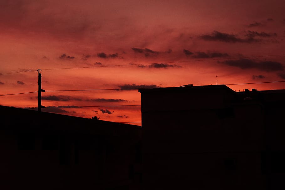 network, sky, buildings, architecture, cloud - sky, silhouette HD wallpaper