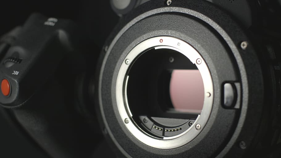 closeup photo of black and gray DSLR camera body, round grey cordless electronic digital device, HD wallpaper