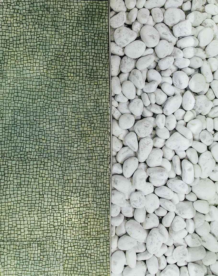 contrast, division, stone, rocks, white, green, high angle view HD wallpaper