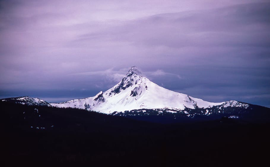 clouds, landscape, mount washington, mountain, sky, snow, snowy peak HD wallpaper