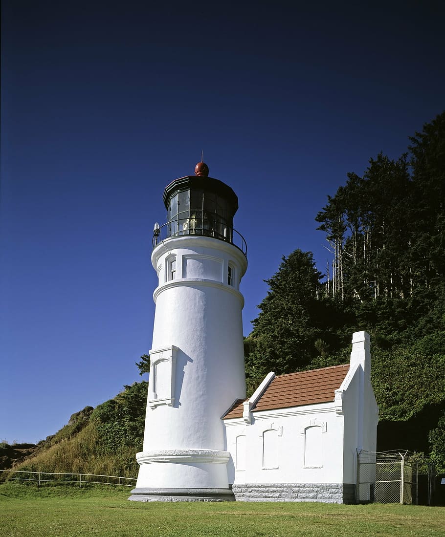 heceta head lighthouse, light station, ocean, coast, oregon, HD wallpaper