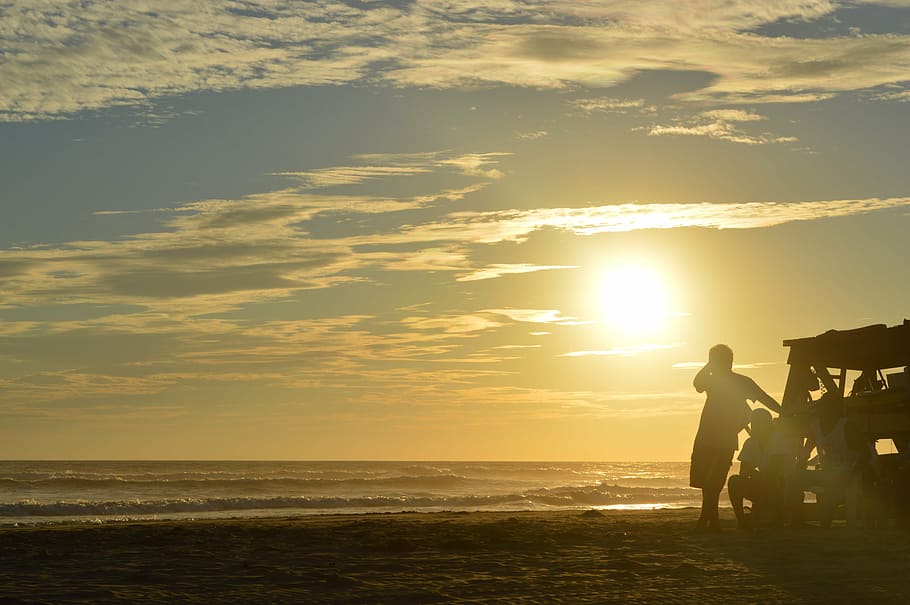 sunset, sand, sea, ocean, landscapes, horizon, holiday, sky HD wallpaper