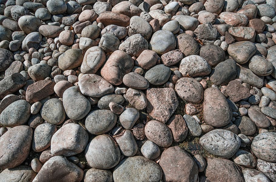 rocks, pebbles, stone, rough, gray, pattern, decoration, wall, HD wallpaper