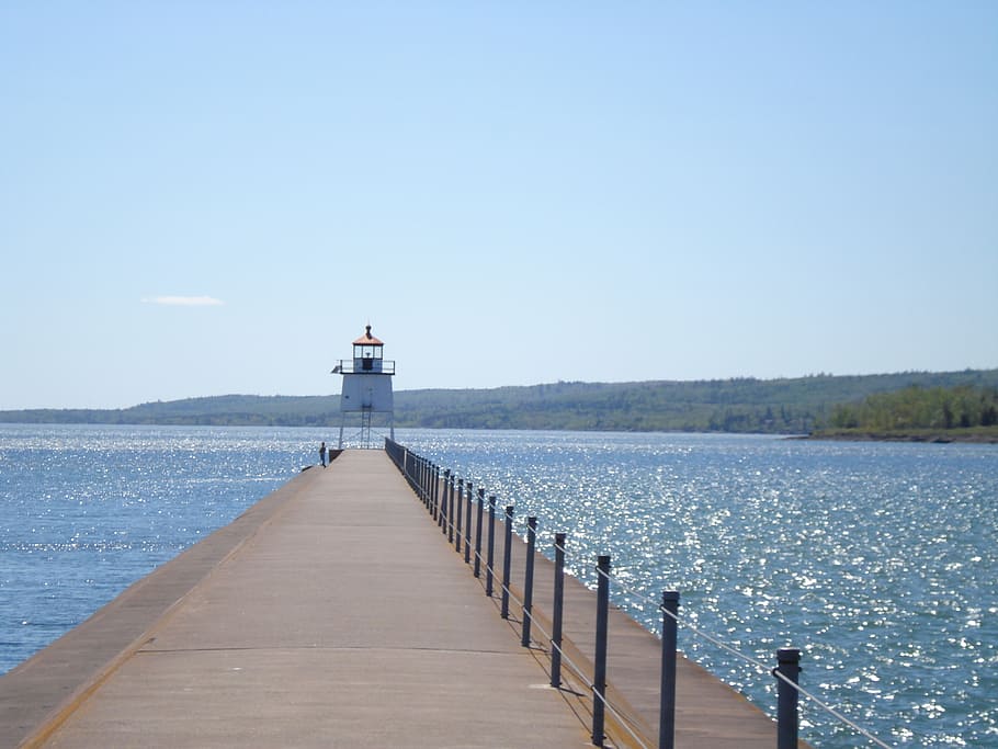 two, harbors, pier, lake, superior, minnesota, water, direction HD wallpaper