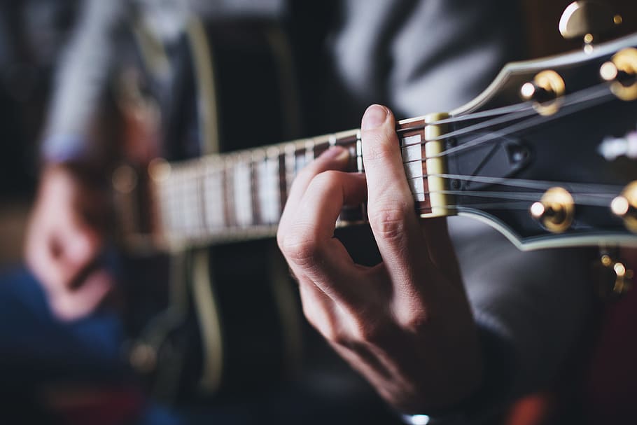 selective focus photography of person playing guitar, people, HD wallpaper