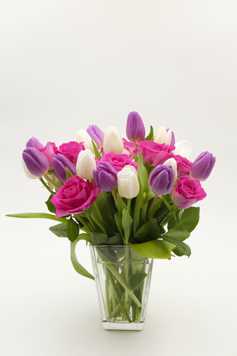 pink and purple broad petaled flower arrangement, bouquet, bouquet of roses, HD wallpaper