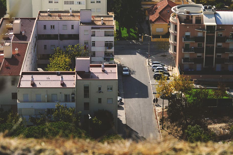aerial photography of white concrete building during daytime, aerial view of buildings during daytime HD wallpaper