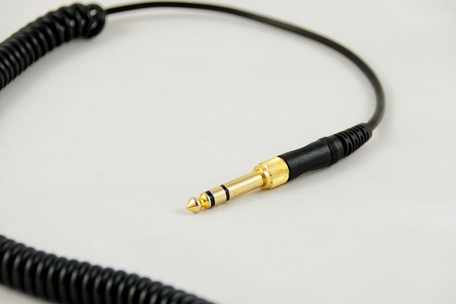 jack, audio, cable, music, sound, plug, spiral cable, close-up HD wallpaper