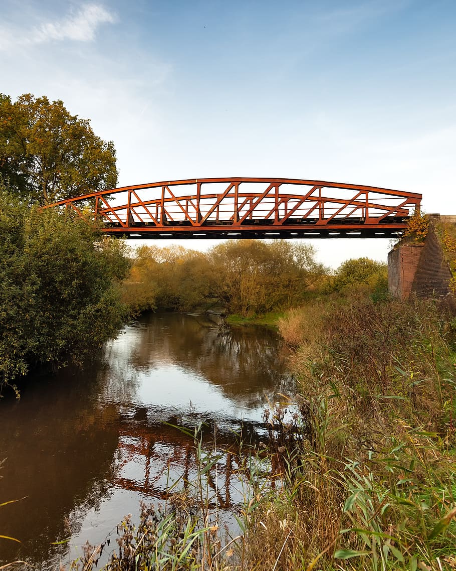 old, steel, arch, bridge, godenstedt, zeven, north, germany HD wallpaper