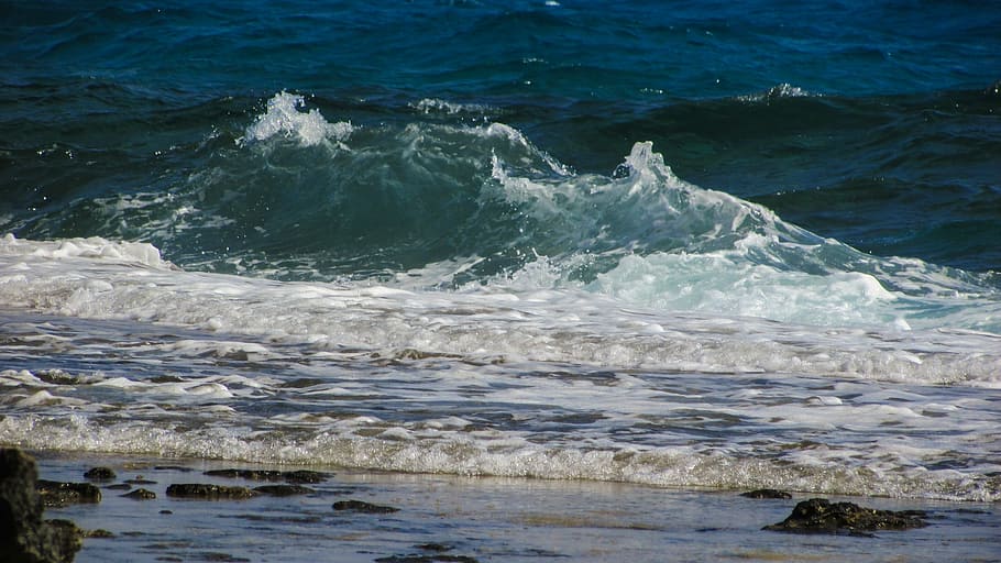 wave, smashing, spray, foam, sea, beach, nature, energy, power HD wallpaper